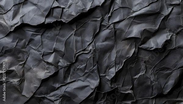 Fototapeta Crumpled Black Paper Texture Background