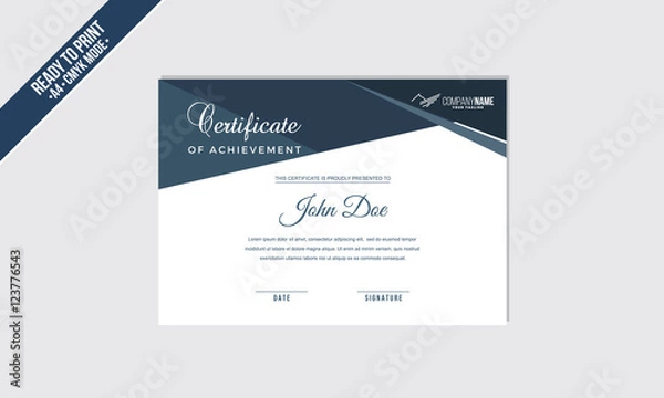 Fototapeta Elegant Blue dark Grey Certificate decorated template shapes vector