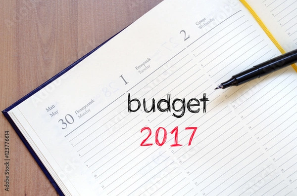 Fototapeta Budget 2017 text concept on notebook