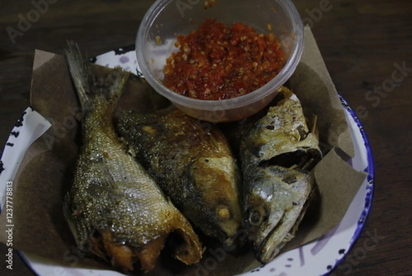 Fototapeta Milkfish is a delicious side dish for Indonesian people