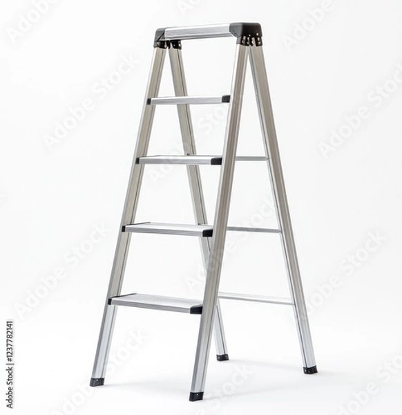 Fototapeta Folding stepladder, studio, white background, home improvement