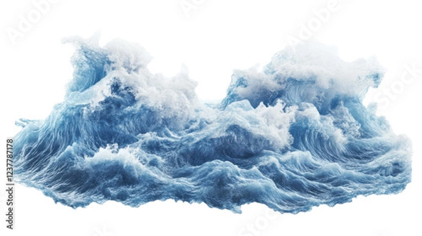 Obraz Powerful ocean wave splashing with foam on transparent background