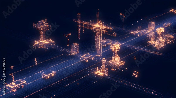 Obraz Digital Urban Environment Scan - Autonomous Vehicle Navigation Technology
