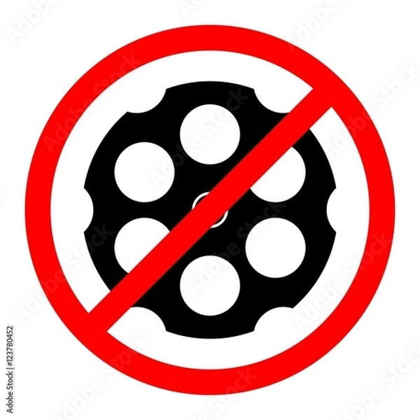 Fototapeta NO GUNS. CYLINDER OF REVOLVER IN BAN SIGN