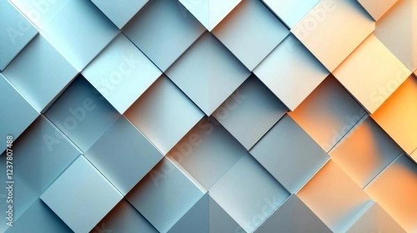 Fototapeta Abstract Blue and Orange Geometric Design. Generative AI