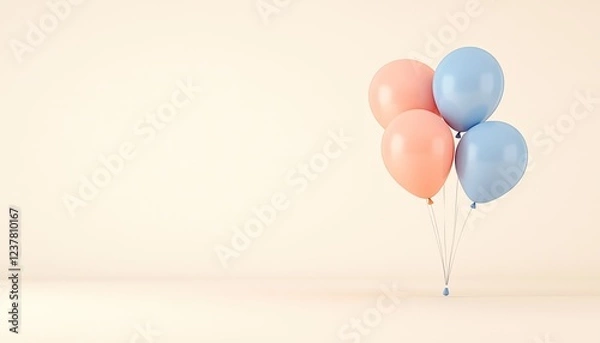 Obraz Colorful balloons in soft pastel shades floating against a minimalist background, evoking celebration