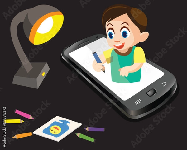 Obraz Mobile Addicted Child: Impact of Screen Time on Kids