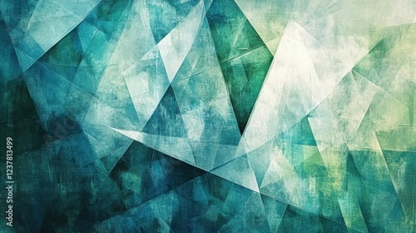 Obraz abstract teal and white geometric background
