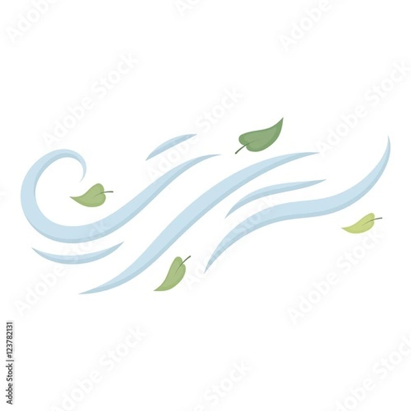 Obraz Windy weather icon in cartoon style isolated on white background. Weather symbol stock vector illustration.