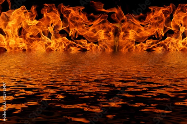 Obraz flame fire water reflection