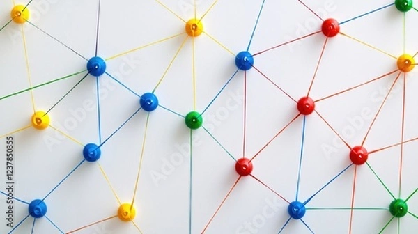 Fototapeta Colorful Network Connection Abstract Concept Visual Representation of Interconnection and Communication