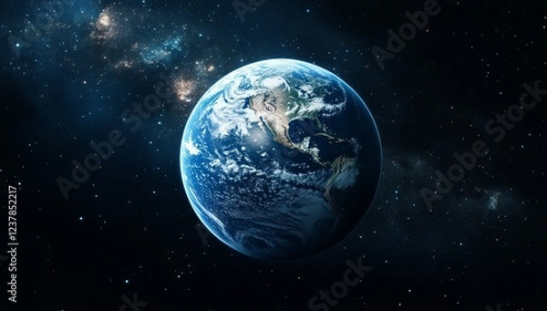 Fototapeta Earth, space, galaxy, clouds, rotating, cosmic, background, environmental, science, educational