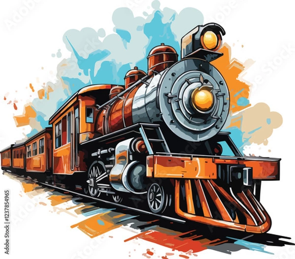 Obraz old steam train on white background,generative ai