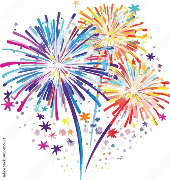 Fototapeta fireworks on the day night on white background,generative ai