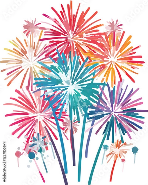 Fototapeta fireworks on the day night on white background,generative ai
