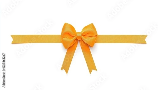 Fototapeta Bright yellow ribbon bow tied elegantly on a flat surface, ideal for gift wrapping and decoration