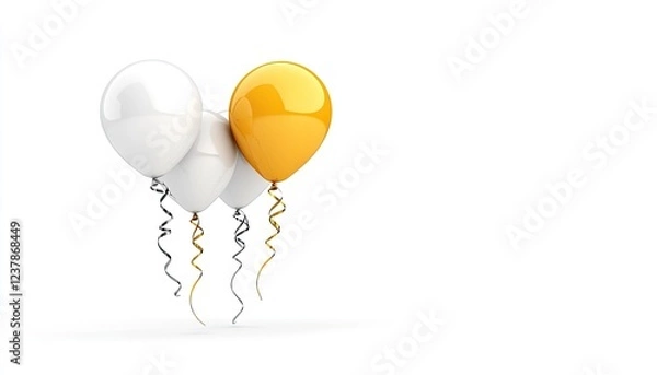 Fototapeta Three colorful balloons floating against a white background, symbolizing celebration and joy