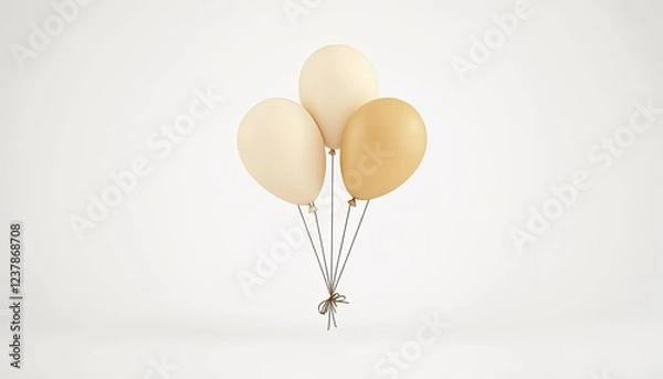 Fototapeta A cluster of three elegant balloons in soft hues, floating gently against a minimalistic backdrop