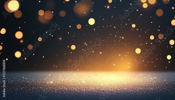 Fototapeta A shimmering background of golden and soft bokeh lights creating an enchanting atmosphere