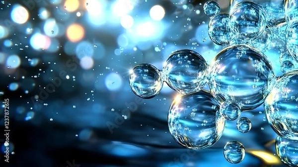 Fototapeta blue water bubbles abstract background - abstract backgrounds