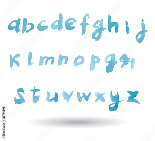 Obraz Modern Vector Watercolor Alphabet. ABC Painted Letters. 