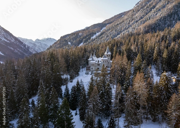 Obraz Castello nella neve in val d aosta