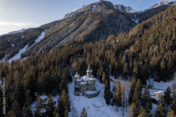 Obraz Castello nella neve in val d aosta