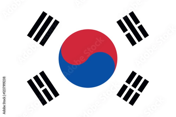 Obraz The flag of the Republic of Korea, with accurate proportions and official colors. Vector image.