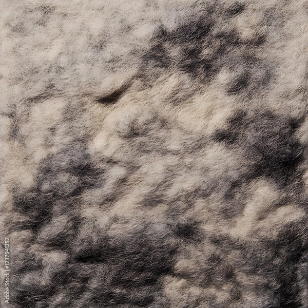 Fototapeta Close-up of fluffy sheepskin or wool texture, showcasing soft, natural fibers with shades of white, gray, and brown.