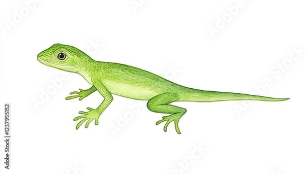 Obraz Vibrant green lizard in a dynamic pose, showcasing its unique features and habitat