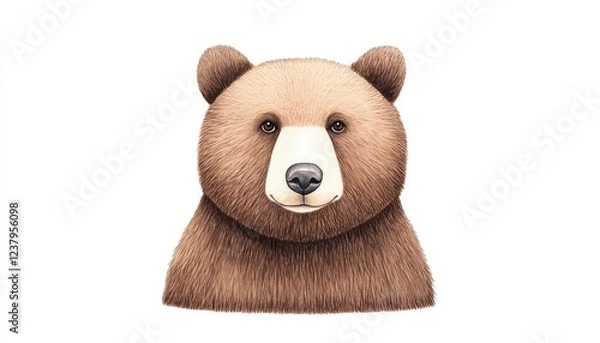 Obraz Realistic illustration of a brown bear's head, showcasing its expressive features and fur texture