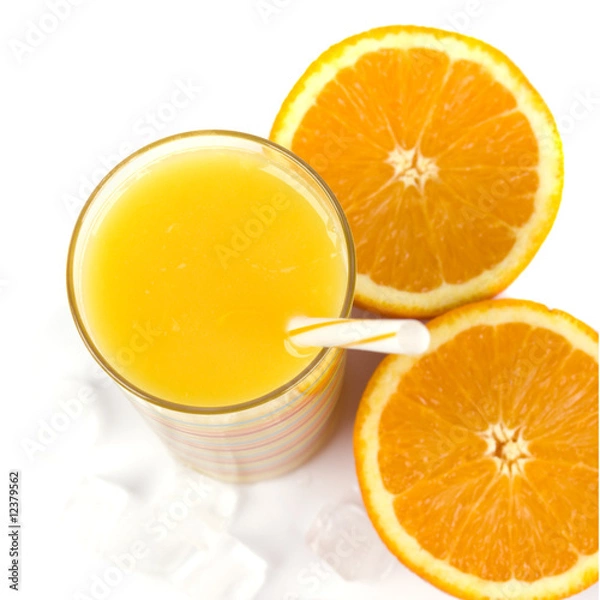 Fototapeta oranges, ice and juice