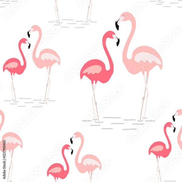 Obraz Pink Flamingo Pattern Exotic Tropical Bird Vector