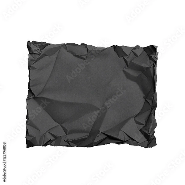 Obraz Black crumpled paper isolated on transparent background