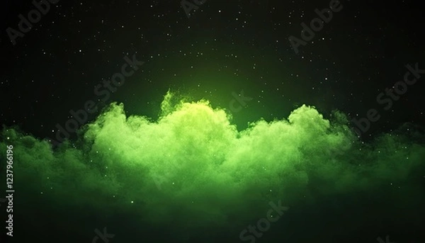 Obraz Lush green cloud formation illuminated by a mysterious glow against a starry night sky