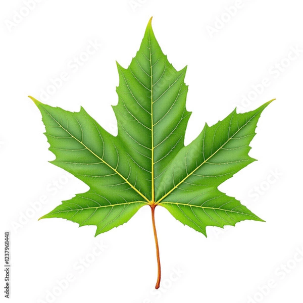Obraz Green maple leaf isolated on transparent background	