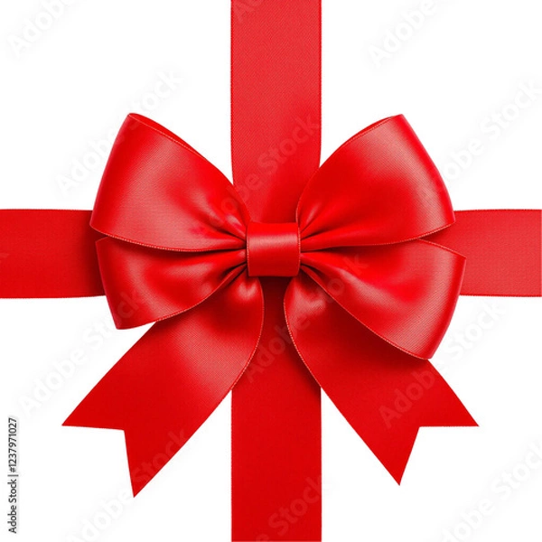 Obraz Red ribbon bow isolated on transparent background cutout
