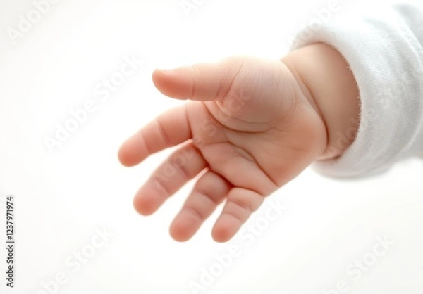 Obraz Child's Hand Reaching Out on White Background