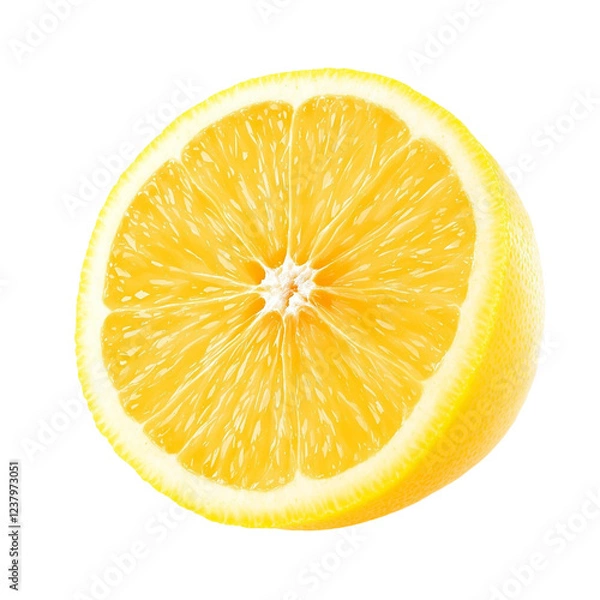 Obraz A slice of fresh half lemon fruit isolated on transparent background