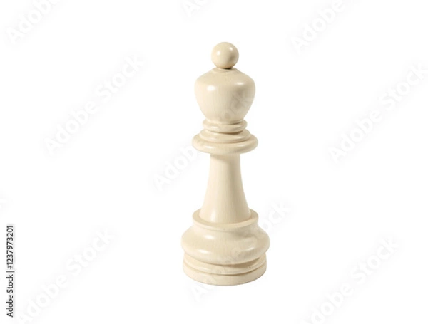 Obraz White chess bishop isolated on transparent background, chess piece, chess game, board game	