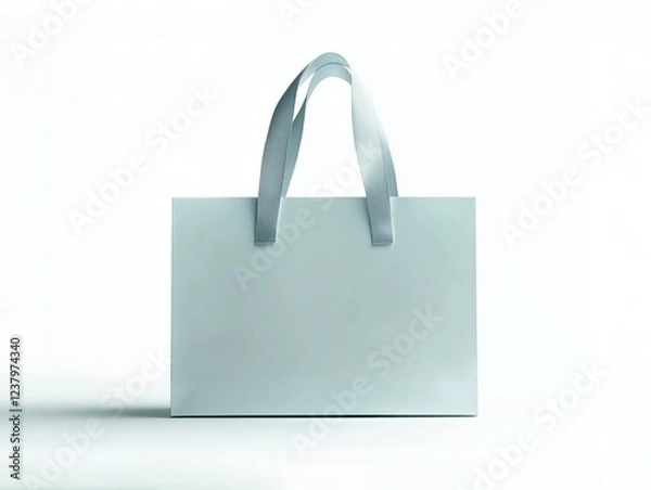Fototapeta White gift bag with soft handles in bright light.