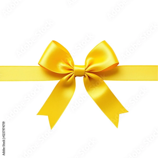 Obraz Yellow ribbon bow isolated on transparent background