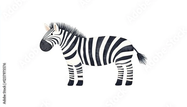 Obraz Cartoon illustration of a zebra standing in profile against a plain background, showcasing its stripes