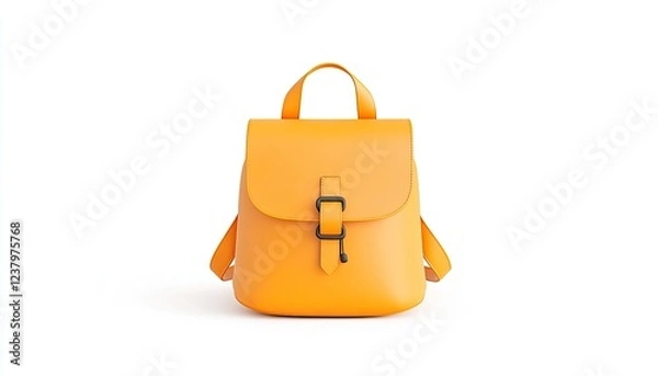 Obraz Bright yellow backpack on a white background, showcasing modern design and functionality