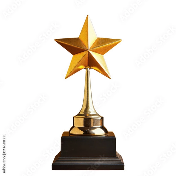 Fototapeta Golden star trophy on black base, symbolizing achievement and success. Perfect for awards, recognition, and celebrations