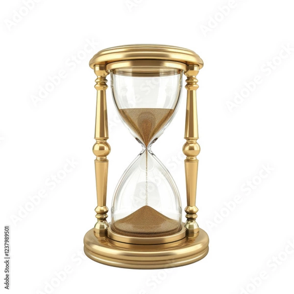 Fototapeta Elegant hourglass with golden frame and sand flowing, symbolizing time