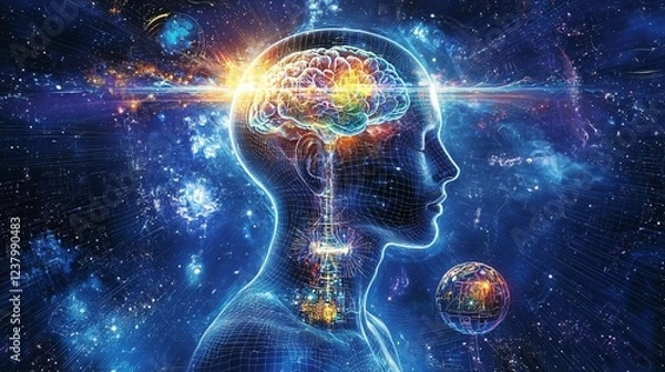 Fototapeta intelligence cognitive optimization concept. AI subconscious mind optimization image