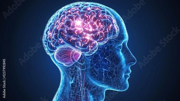 Fototapeta intelligence cognitive optimization concept. Cybernetic neural enhancements image