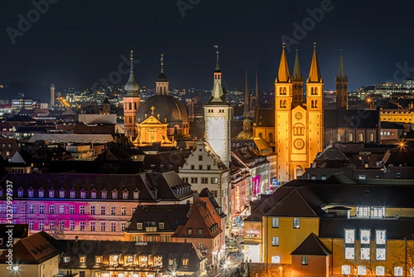 Fototapeta Wuezburg town by night