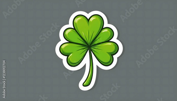 Fototapeta A charming PNG illustration of a lucky shamrock, designed as a sticker with a transparent background.